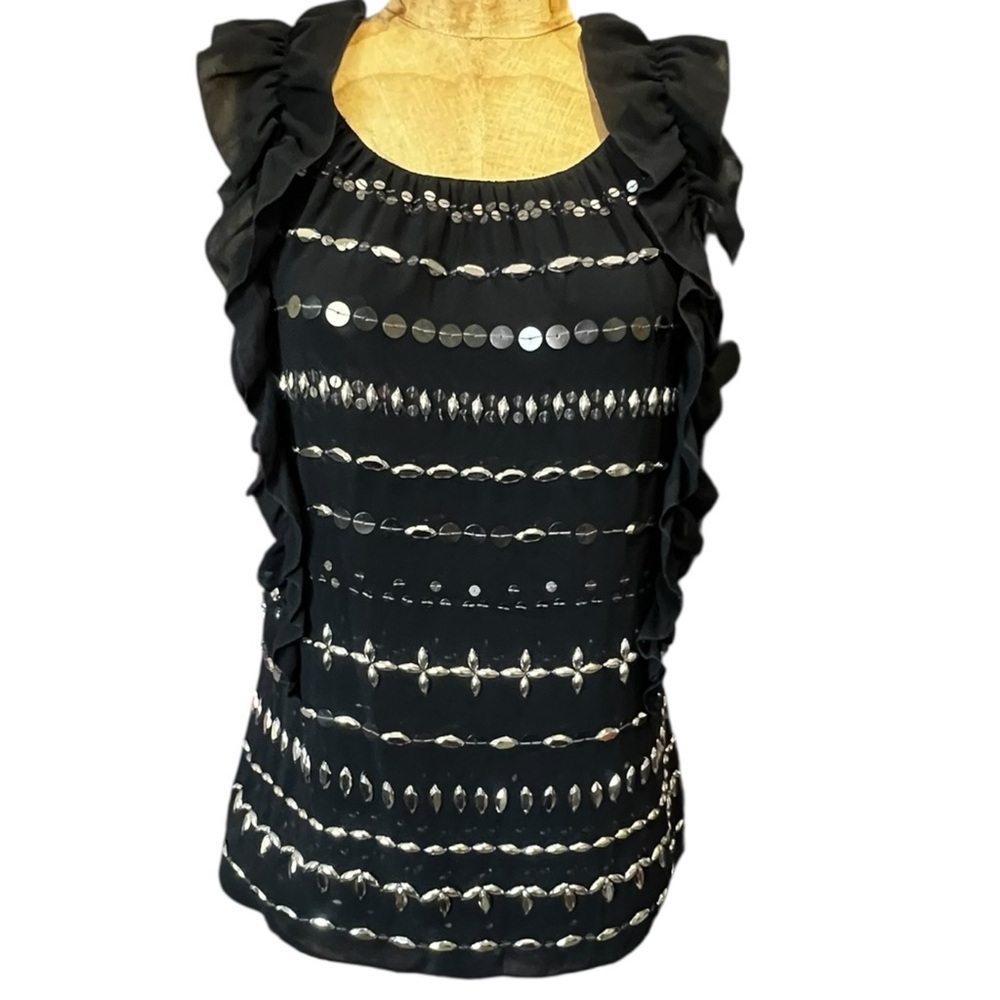 Robbi & Nikki Black Top with Silver Embellishments NWT XS